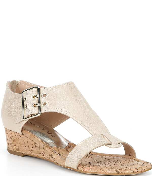 ドナルドプリネール レディース シューズ サンダル トール レザー Donald Pliner Virgina Metallic Leather Gladiator Wedge Sandals Platinum メタリック｜ReVida 店