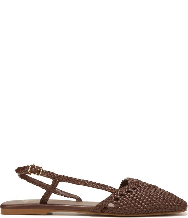フランコサルト レディース シューズ パンプス レザー Sarto by Franco Sarto Ilona Woven Leather Square Toe Slingback Flats Brown ブラウン