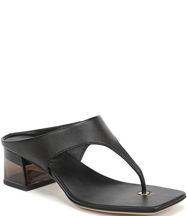 フランコサルト レディース シューズ ヒール サンダル レザー Sarto by Franco Sarto Kayla Leather Square Toe Clear Heel Thong Sandals Black ブラック|ReVida 店