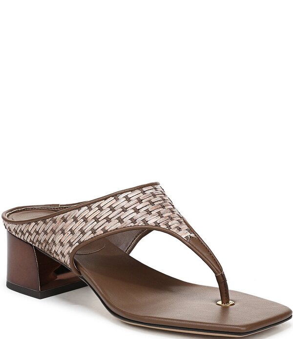 フランコサルト レディース シューズ 踵 サンダル Sarto by Franco Sarto Kayla Woven Square Toe Metal Heel Thong Sandals Brown 赤銅色