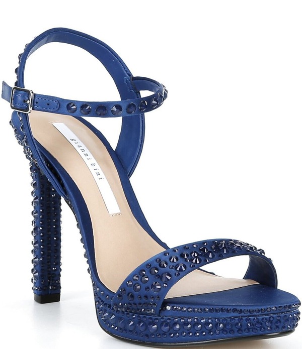 ジャンビニ レディース シューズ サンダル プラットホーム 繻子 Gianni Bini Lilletwo Satin Clearhinestone Platform Dressandals Royal Indigo インディゴ コンフォートサンダル-サンダル-レディース靴