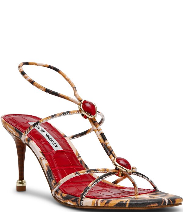 スティーブ マデン レディース シューズ サンダル プリント Steve Madden Ramos Printed Stone Thong Dressandals Red/Brown レッド