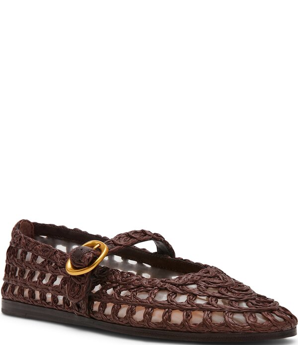 スティーブ マデン レディース シューズ パンプス Steve Madden Melody Raffia Mary Jane Ballet Flats Brown 赤銅色