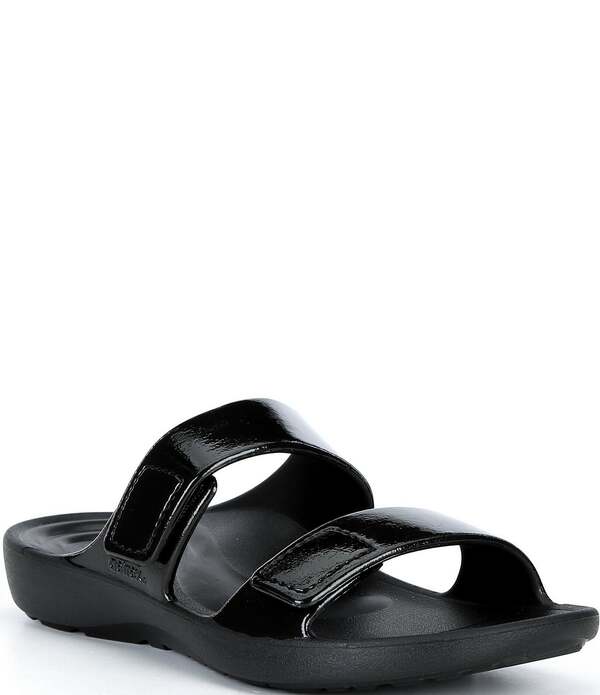 エイトレックス レディース シューズ パンプス サンダル Aetrex Kaia Banded EVA Hook-and-Loop Slide Sandals Black Gloss ブラック