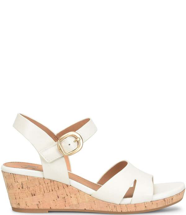 ソフト レディース シューズ サンダル レザー Sofft Vanessa Leather Cork Wedge Sandals Off White オフホワイト｜ReVida 店