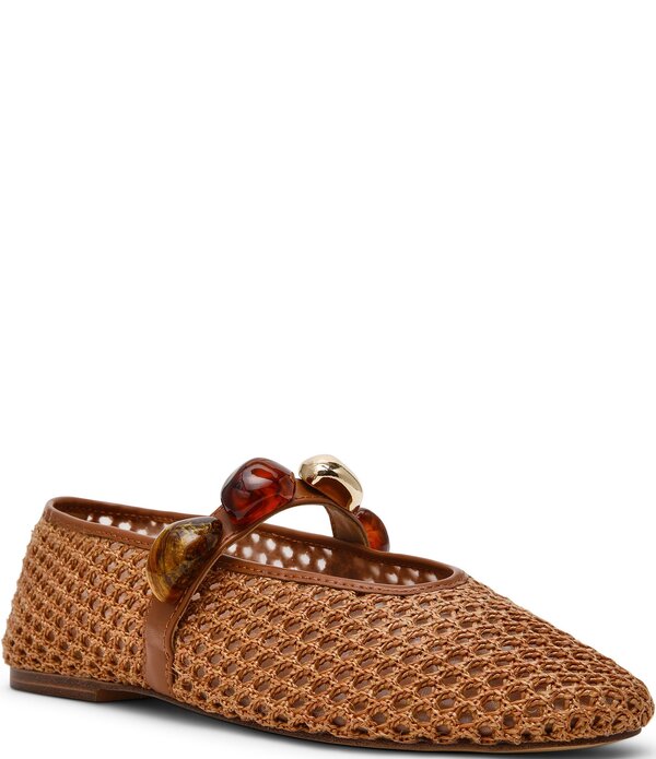 スティーブ マデン レディース シューズ パンプス Steve Madden Poppin Raffia Ornamented Mary Jane Ballet Flats Brown Raffia 赤銅色
