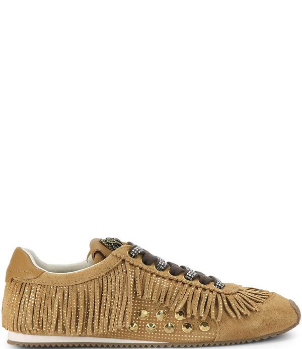 カートジェイガーロンドン レディース ボトムス カジュアルパンツ スニーカー スエード フリンジ Kurt Geiger London Islington Suede Tassel Studded Fringe Sneakers Tan タン
