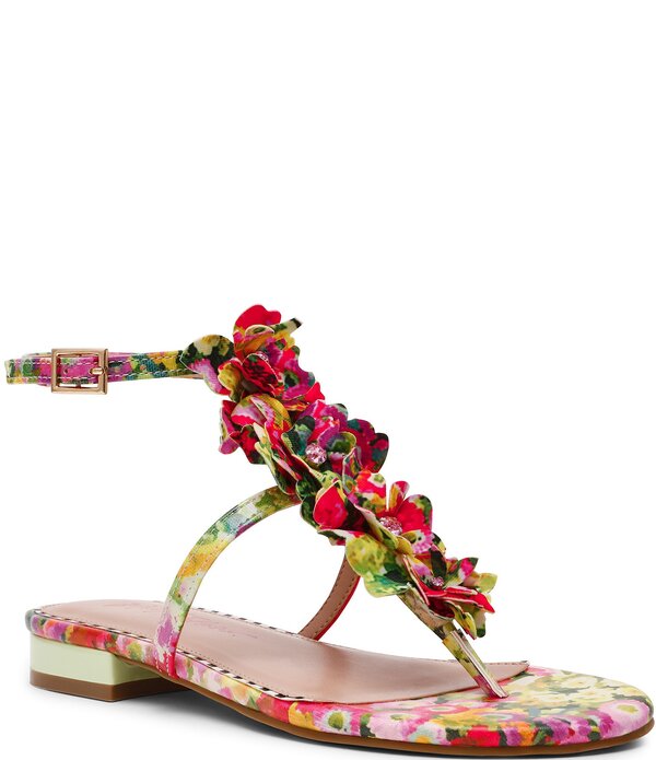 ベッツィジョンソン レディース シューズ サンダル Betsey Johnson Kenedy Flower and Rhinestonembellished Thong Sandals Green Floral/Multi グリーン