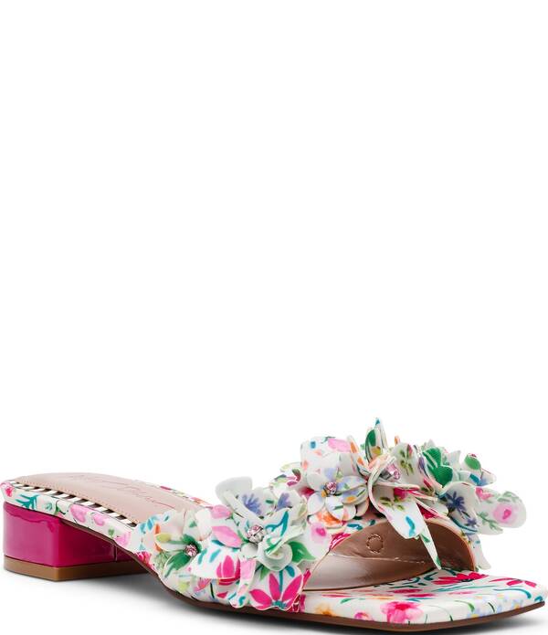 ベッツィジョンソン レディース シューズ サンダル Betsey Johnson Glorria Flower and Rhinestonembellished Slide Sandals Natural Floral/Multi マルチ色合い サンダル-コンフォートサンダル