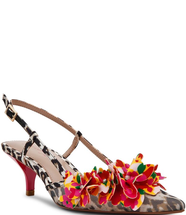 ベッツィジョンソン レディース シューズ 踵 御花柄 刷り上げる 御花 Betsey Johnson Baylee Leopard and Floral Print Slingback Pumps Leopard/Multi マルチ色つや
