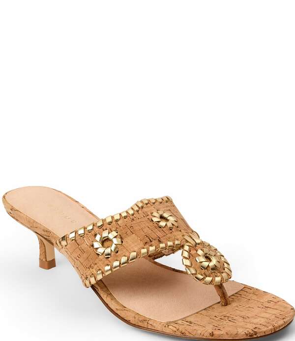 ジャックロジャース レディース シューズ サンダル ヒール Jack Rogers Jacks Corkitten Heel Thong Sandals Cork/Gold ゴールド｜ReVida 店