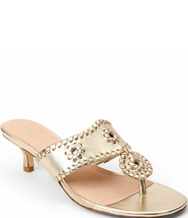 ジャックロジャース レディース シューズ ヒール サンダル トール レザー Jack Rogers Jacks Metallic Leather Kitten Heel Thong Sandals Platinum メタリック 31,070円