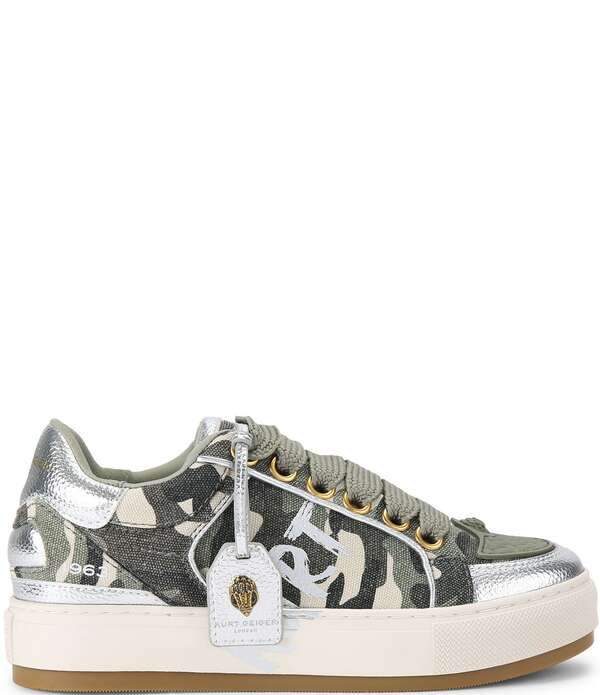 カートジェイガーロンドン レディース ボトムス カジュアルパンツ プラットフォーム スニーカー ロゴ Kurt Geiger London Southbank Tag Logornament Camo Platform Sneakers Green Combo グリーン