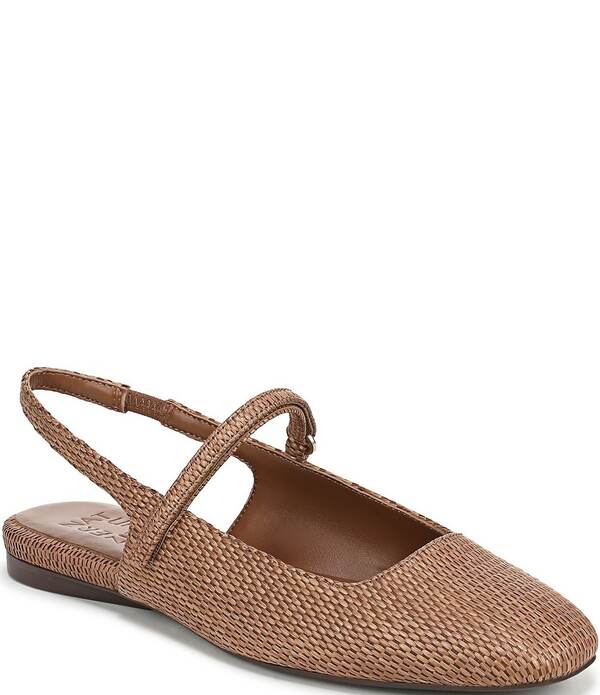 ナチュライザー レディース シューズ パンプス Naturalizer Connie Raffia Slingback Mary Jane Square Toe Ballet Flats Walnut Wake