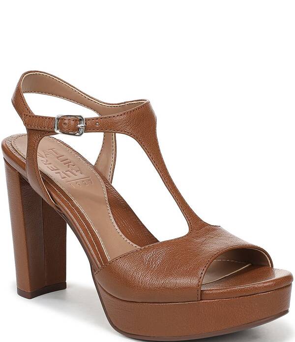 ナチュライザー レディース シューズ パンプス プラットホーム アンクル なめし革 Naturalizer Miller Leather Peep Toe Ankle Straplatform Dress Pumps Walnut Wake