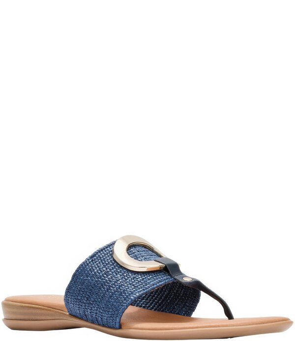 アンドレアース レディース シューズ サンダル Andre Assous Nixi Stretch Raffia Ornamented Thong Sandals Navy ネイビー｜ReVida 店 31,720円
