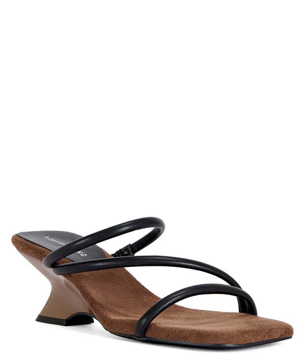 アザレア 一 レディース シューズ サンダル Azalea Wangenna Square Toe Sculpted Wedge Slide Sandals Chocolate 黒茶