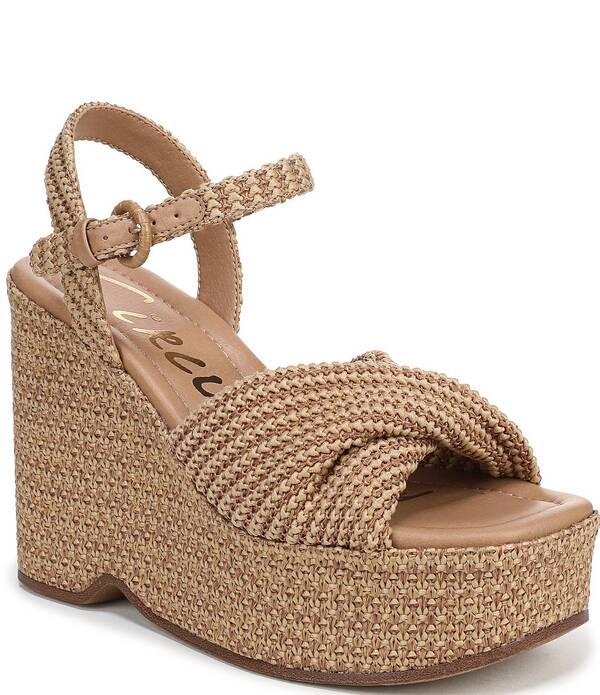サムエデルマン レディース シューズ サンダル プラットフォーム アンクル Circus NY by Sam Edelman Joanne Twist Raffiankle Straplatform Wedge Sandals Amber Sand/Natural アンバー