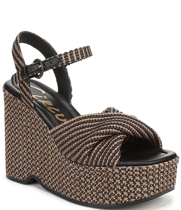 サムエデルマン レディース シューズ サンダル プラットフォーム アンクル Circus NY by Sam Edelman Joanne Twist Raffiankle Straplatform Wedge Sandals Black/Rich Cognac ブラック