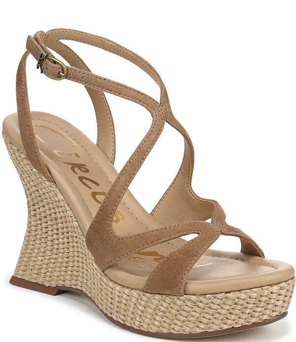 サムエデルマン レディース シューズ サンダル プラットフォーム アンクル レザー Circus NY by Sam Edelman Trina Leather Ankle Straplatform Wedge Sandals Honeyed Oak