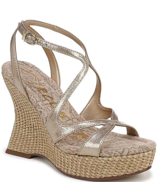 サムエデルマン レディース シューズ サンダル プラットフォーム トール アンクル Circus NY by Sam Edelman Trina Metallic Ankle Straplatform Wedge Sandalsoft Gold ゴールド