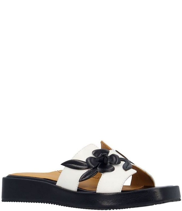 ラモールドピード レディース シューズ サンダル レザー L'Amour Des Pieds Aldara Leather Flower Vine Slide Sandals White/Black ホワイト