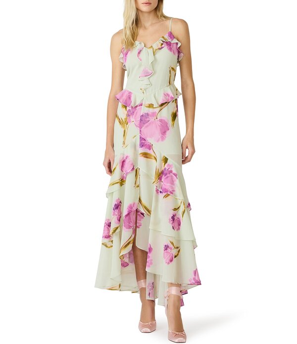 スティーブ マデン レディース トップス ワンピース フラワー柄 プリント フリル フラワー Steve Madden Ciara Floral Print Long Ruffle Dress English Rose