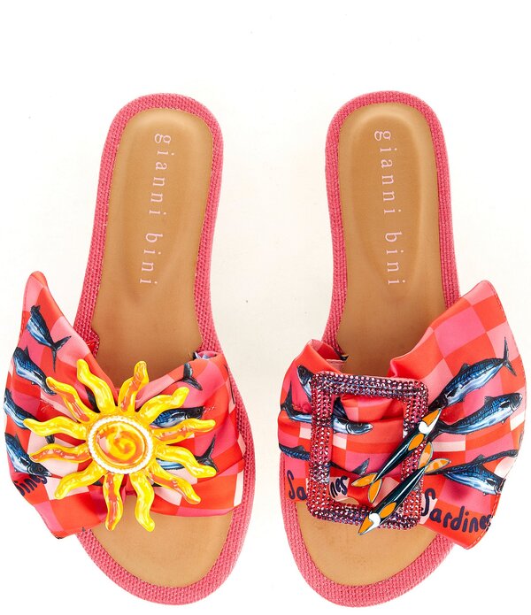 ジャンビニ レディース シューズ パンプス サンダル Gianni Bini Jelassi Mismatched Sun and Sardine Ornament Slide Sandals Multi マルチ色合い レディース靴-パンプス-靴