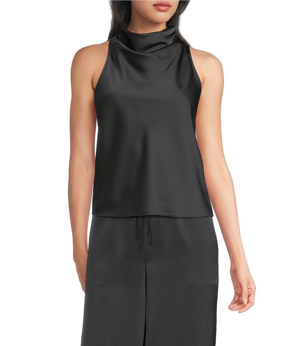 アントニオ メラーニ レディース トップス シャツ サテン ノースリーブラウス ホルター Antonio Melani Callie Halter Cowl Satin Sleeveless Blouse Black ブラック