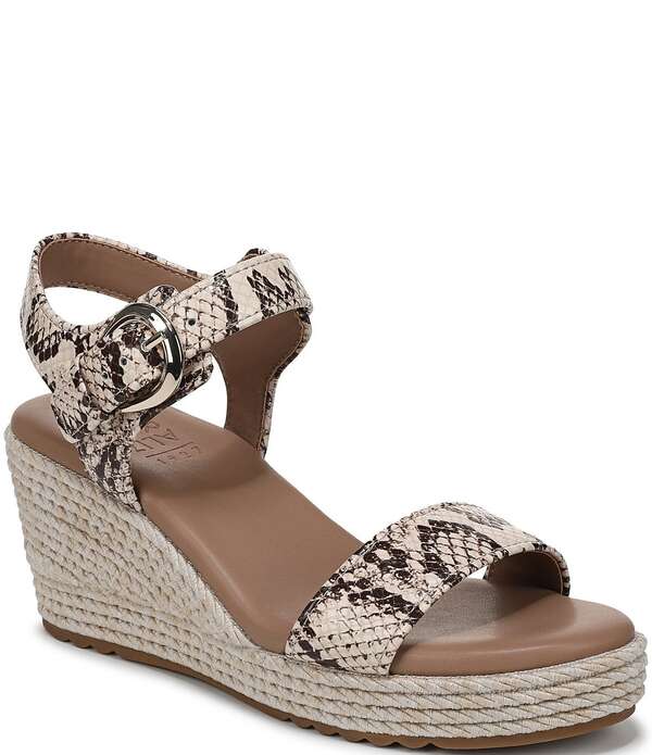 ナチュライザー レディース シューズ サンダル プラットフォーム プリント アンクル レザー Naturalizer Stella Snake Print Leather Ankle Wraplatform Espadrille Wedge Sandals Beige Multi Snakeprint ベージュ