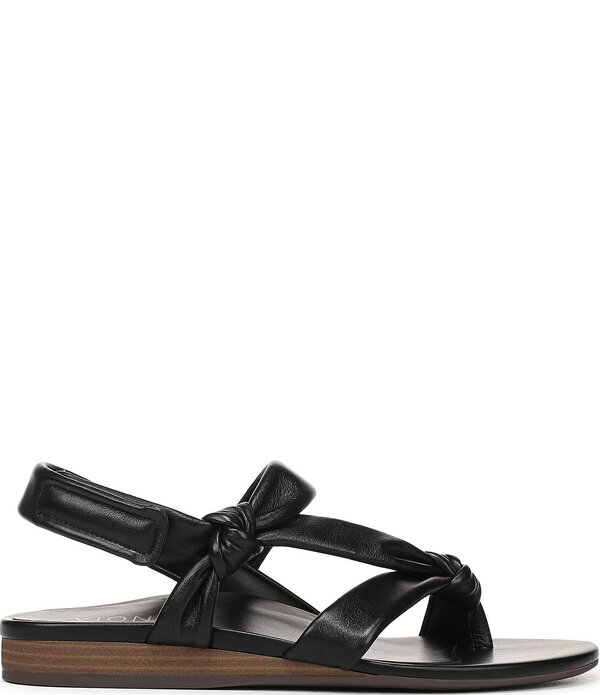 バイオニック レディース シューズ サンダル ミニ レザー Vionic Geneva Leather Thong Mini Wedge Sandals Black ブラック｜ReVida 店