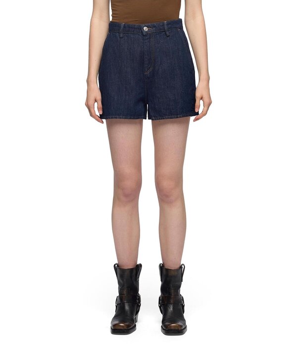 セブンフォーオールマンカインド レディース ボトムス ハーフパンツ・ショーツ ショートパンツ リネン 7 For All Mankind Linen Blendark Indigo Washigh Rise Trouser Shorts Blossom インディゴ｜ReVida 店