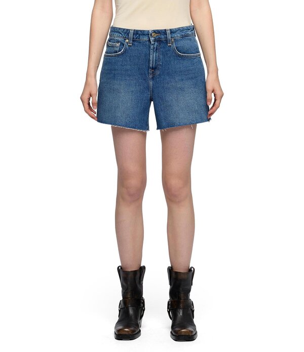 セブンフォーオールマンカインド レディース ボトムス ハーフパンツ・ショーツ ショートパンツ デニム 7 For All Mankind Monroe Medium Washigh Rise Long Denim Shorts Explorer デニム|ReVida 店