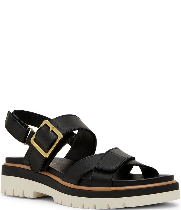 ブロンド レディース シューズ サンダル レザー Blondo Beau Waterproof Leather X Strap Lug Sole Sandals Black ブラック