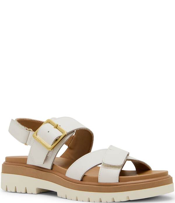 ブロンド レディース シューズ サンダル レザー Blondo Beau Waterproof Leather X Strap Lug Sole Sandals White ホワイト