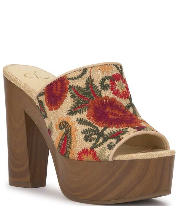 ジェシカシンプソン レディース シューズ サンダル プラットフォーム 刺繍 ヒール Jessica Simpson Shelbiembroidered Raffia Block Heel Platform Slide Sandals Natural