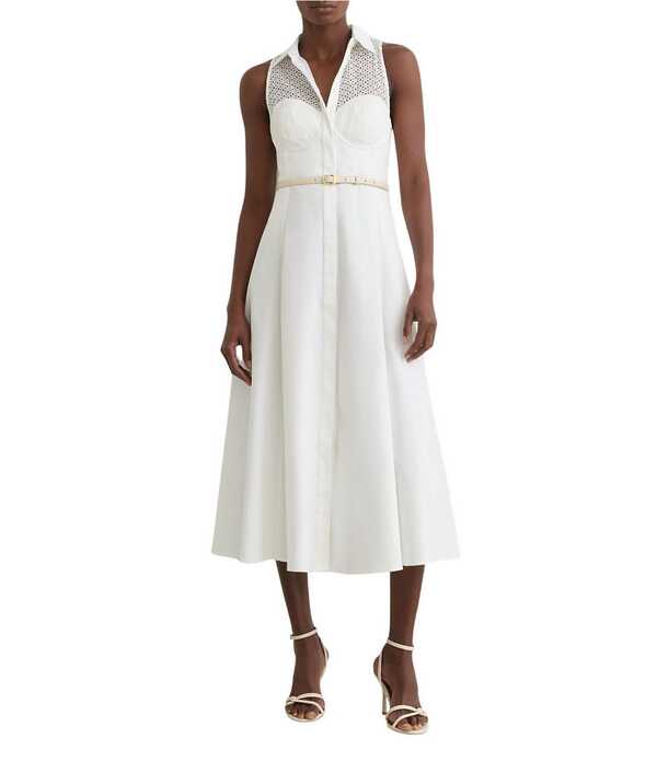 レイス レディース トップス ワンピース ミディ ノースリーブ レース Reiss Hera Lace Detail Sleeveless Midi Dress Ivory アイボリー