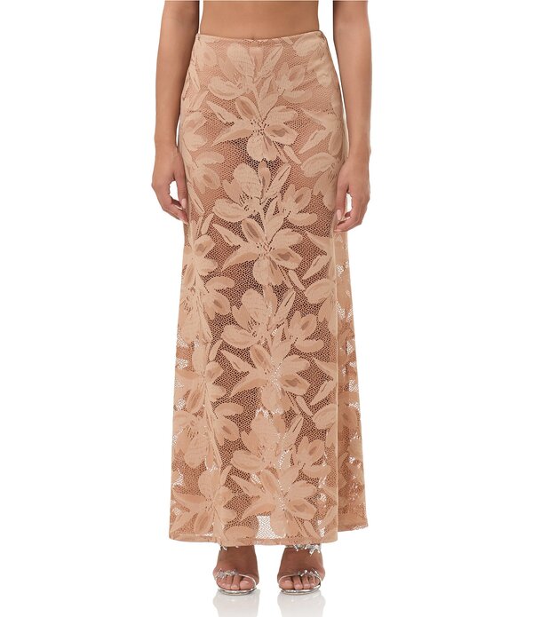 エーエフアールエム レディース ボトムスカート フラワー柄 レース マキシ フラワー AFRM Tilly Crochet Floralace Coordinating Maxi Skirt Almond