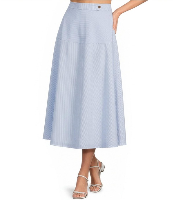 アストール レディース ボトムスカート プリント ミディ ASTR the Label Azura Stripe Print Coordinating Midi Skirt Blue Stripe ブルー｜ReVida 店