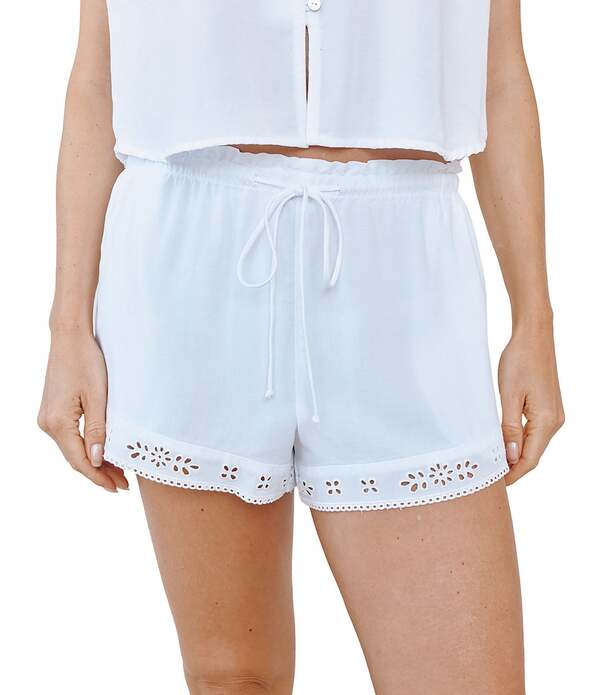 ベラダール レディース ボトムス ハーフパンツ・ショーツ フラワー柄 ショートパンツ フラワー Bella Dahl Floral Embroidery Trimmed Coordinating Shorts White ホワイト
