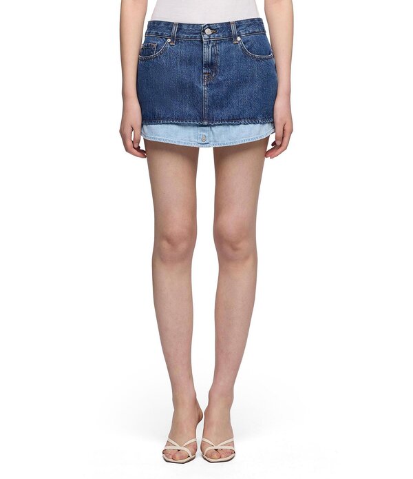 セブンフォーオールマンカインド レディース ボトムスカート ミニ コントラスト デニム 7 For All Mankind Cherry Contrast Denimicro Mini Skirt Shadow デニム