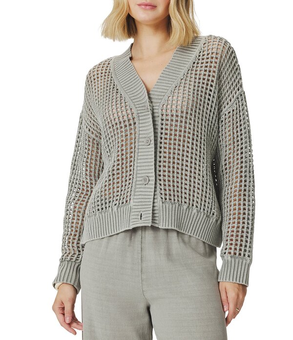 スプレンディット レディース アウター ニット・セーター Vネック カーディガン Splendid Camellia V-Neck Long Sleeve Cardigan Eucalyptus