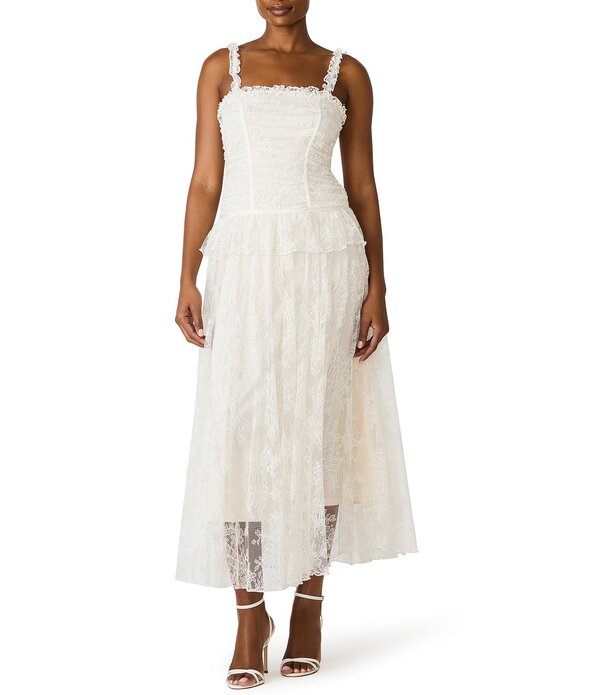 スティーブ マデン レディース トップス ワンピース A ライン ミディ レース Steve Madden Kennedy Chantilly Lace A-Line Midi Dress Marshmallow