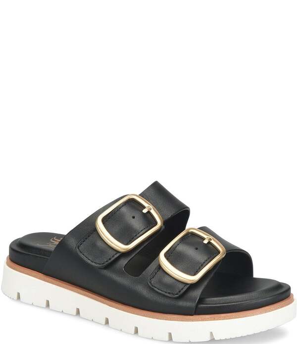 ソフト レディース シューズ サンダル プラットフォーム レザー Sofft Gabby Leather Buckle Platform Slide Sandals Black ブラック