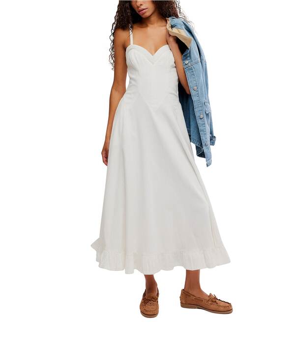 フリーピープル レディース トップス ワンピース A ライン ミディ ノースリーブ Free People Another Season Sweetheart Neck Sleeveless A-Line Midi Dress Coconut Milk