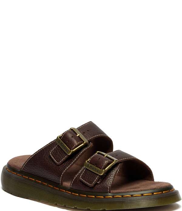 ドクターマーチン レディース シューズ サンダル レザー Dr. Martens Women's Josef Grizzly Leather Slide Sandals Dark Brown ブラウン｜ReVida 店