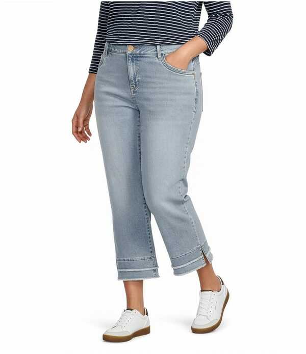 デモクラシー レディース ボトムス デニムパンツ プラスサイズ ジーンズ Democracy Plusize AbsolutionR Kick Flare Double Layer Fray Hem Jeans Light Blue ブルー|ReVida 店
