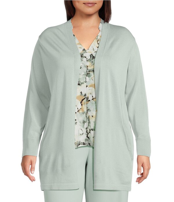 アンクライン レディース アウター ニット・セーター プラスサイズ カーディガン Anne Klein Plusize Long Sleeve Open Front Pocket Cardigan Soft Aloe 26,838円
