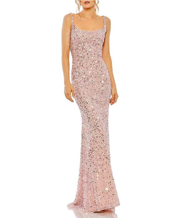 マックダガル レディース トップス ワンピース プチ スパンコール Mac Duggal Petite Size Slip Sequin Longown Pink Muti ピンク｜ReVida 店