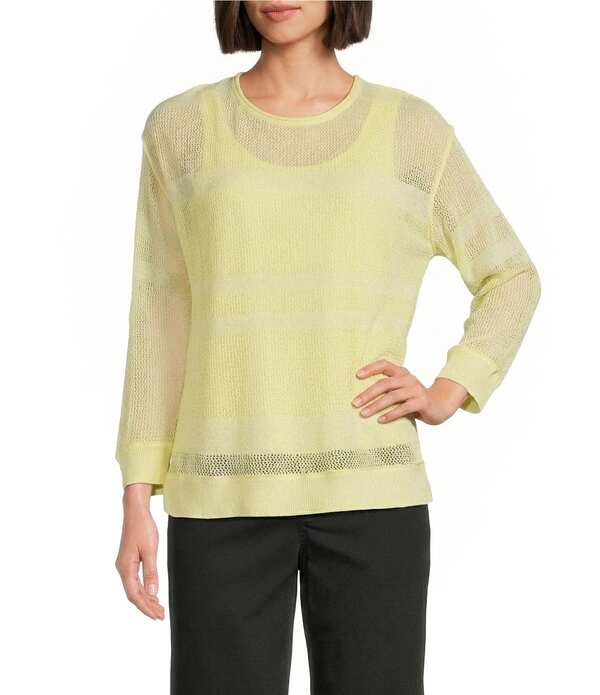 ウエストバウンド レディース トップス シャツ クルーネック リブ Westbound Crochet 3/4 Sleeve Crew Neck Ribbed Top Lemon Merenge 17,235円